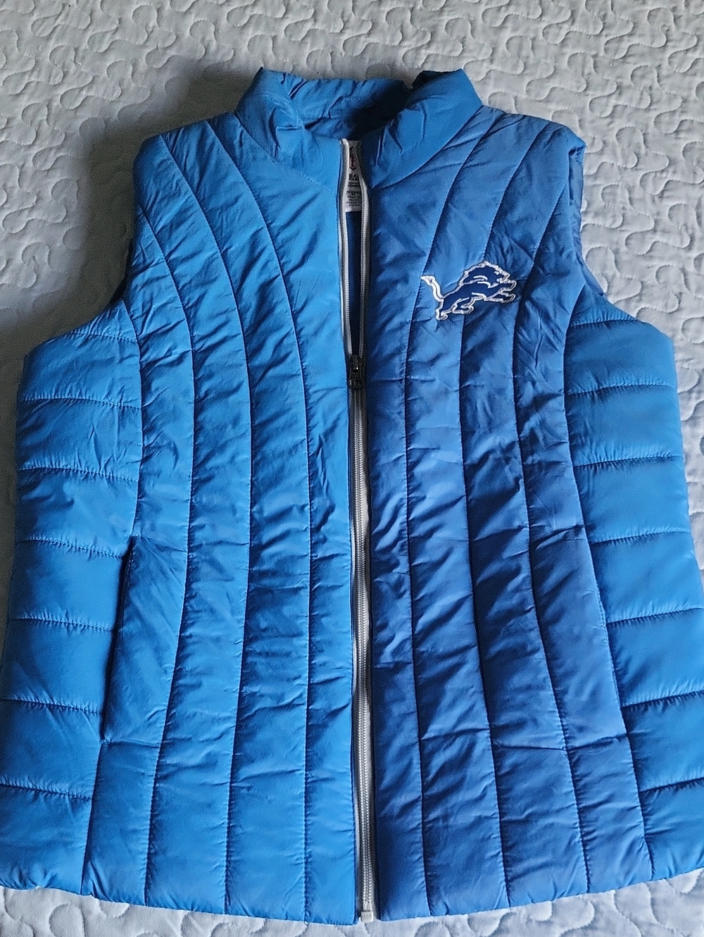 Womens Honolulu Blue Detroit Lions Puffer Vest - Sleeveless Jacket